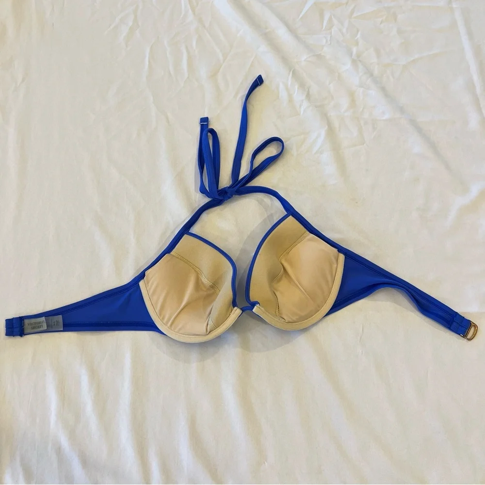 Victoria’s Secret Halter Bikini Swimsuit Top Push Up Removable Padding Size 34B - Picture 6 of 14